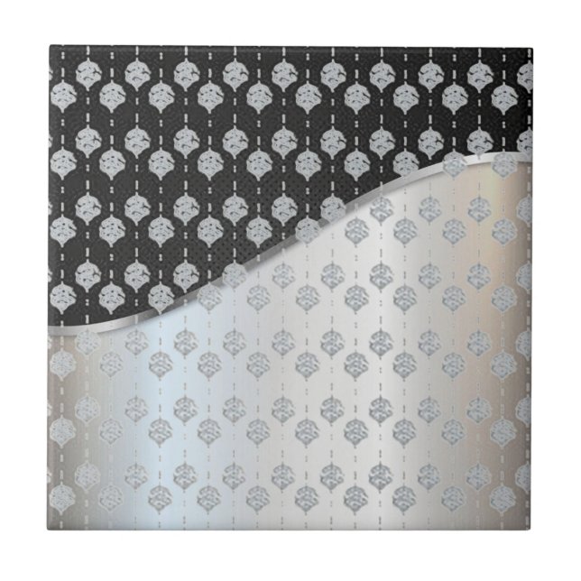 Moderne Schwarz-Silber-Keramik Fliese (Vorderseite)