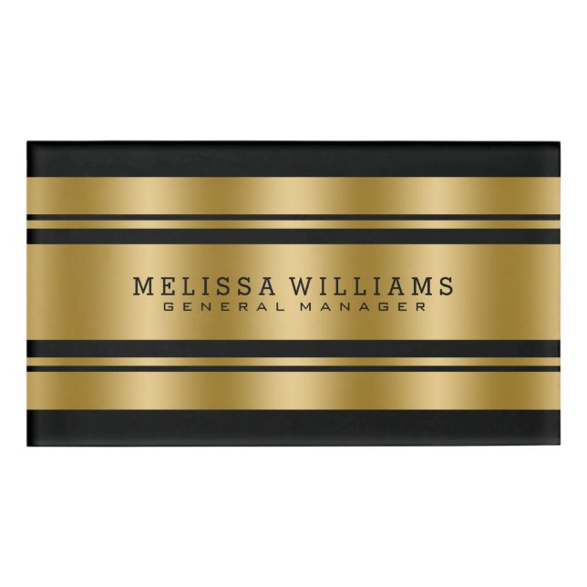 Moderne Schwarz-u. Goldstreifen Namenschild (Vorderseite)