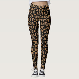Moderne Schwarz und Beige Leggings
