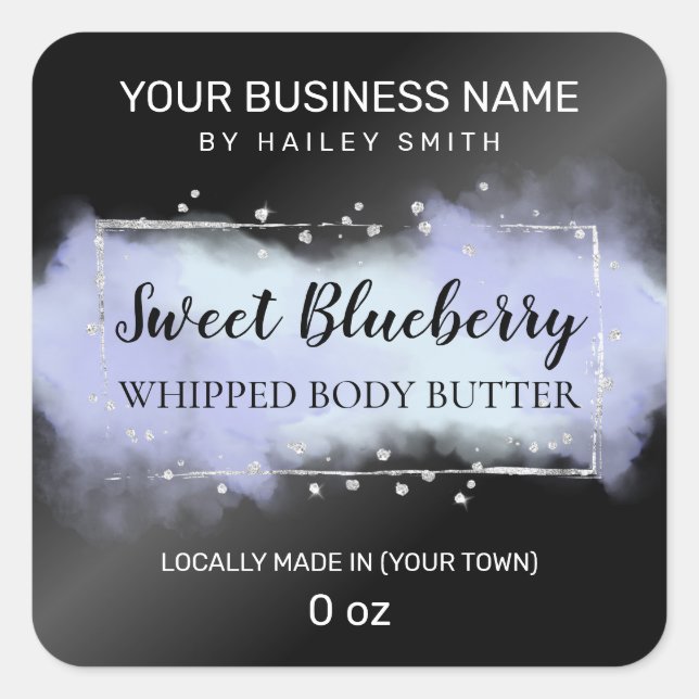 Moderne, schwarz und blau gepeitschte Karosseriebu Quadratischer Aufkleber (Vorderseite)