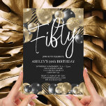 Moderne Schwarz und Gold 50. Geburtstag Einladung<br><div class="desc">Schaffen Sie Ihre eigene Geburtstagseinladung! Personalisieren Sie dieses Design mit Ihrem eigenen Text. Sie können dieses Design weiter anpassen,  indem Sie den Link "Weitere Anpassung" auswählen,  falls gewünscht.</div>