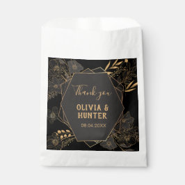 Moderne Schwarz und Gold Floral Hochzeit danke Geschenktütchen