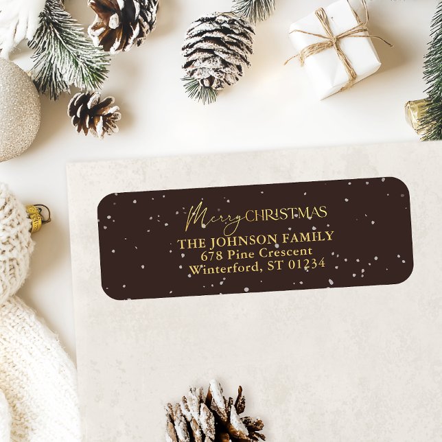 Moderne Schwarz und Gold Frohe Weihnachtsadresse (Von Creator hochgeladen)