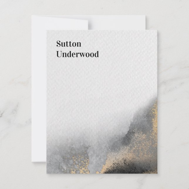 Moderne Schwarz- und Goldfarben Mitteilungskarte (Vorderseite)