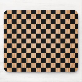 Moderne Schwarz- und Holz-Kunst im Quadratmuster Mousepad