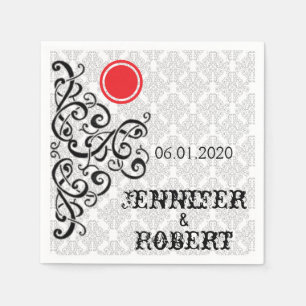 Moderne Schwarz und Rot Napkin Hochzeit Napkin Serviette