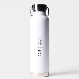 Moderne Schwarz und Weiß Trendy Stilvolle Monogram Trinkflasche