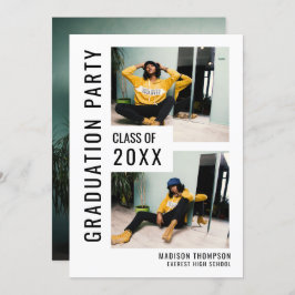 Moderne Schwarz/Weiß 3 Foto Abschluss Einladung