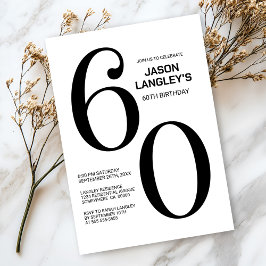 Moderne Schwarz-Weiß-60. Geburtstagsparty Einladung