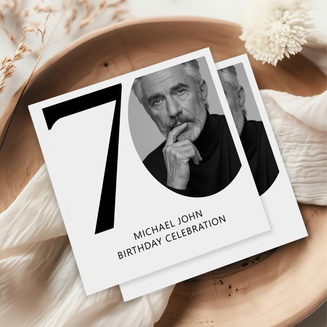 Moderne Schwarz & Weiß 70. Foto Geburtstag Serviette (Von Creator hochgeladen)