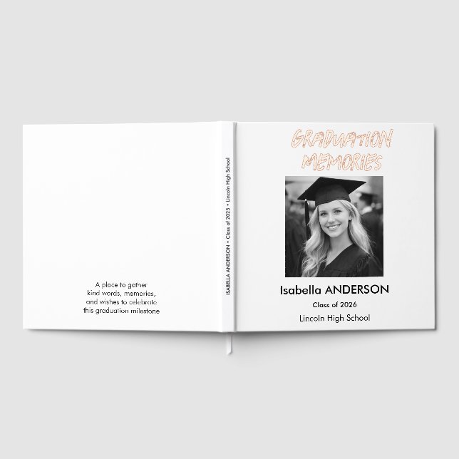 Moderne Schwarz-Weiß-Abschlussfeier Gästebuch (Voll)