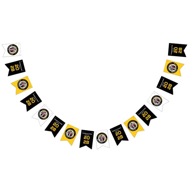 Moderne Schwarz-Weiß-Abschlussfoto mit Yell-Muster Wimpelkette (Alle)