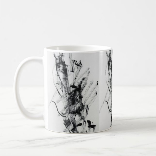 Moderne Schwarz-Weiß-Abstrakt-Marmor-Kaffeetasse  Kaffeetasse (Links)