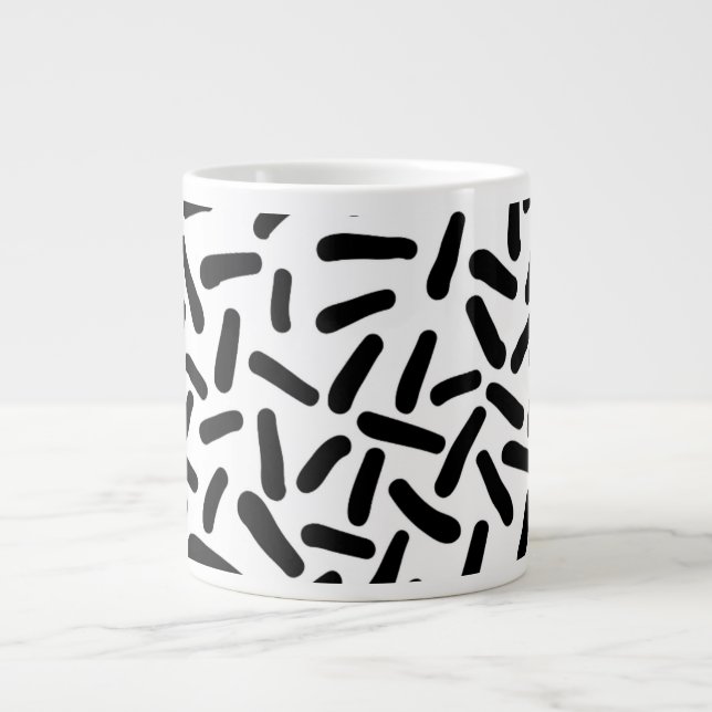 Moderne Schwarz-Weiß-Abstrakt-Pattern-Jumbo-Tasse Jumbo-Tasse (Vorderseite)