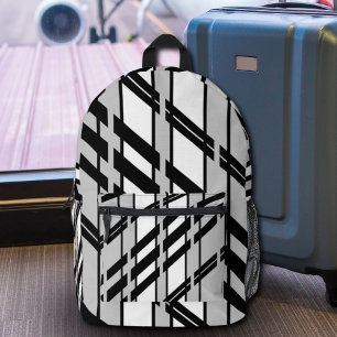 Moderne Schwarz-Weiß-Abstrakt-Skyline-Muster Bedruckter Rucksack
