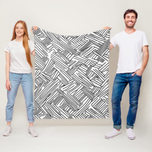 Moderne Schwarz-Weiß-Abstrakte Liniengeometrische Fleecedecke