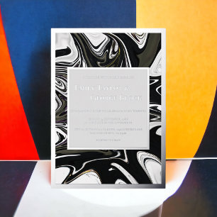 Moderne Schwarz-Weiß-Abstrakte Minimalhochzeit Folieneinladung