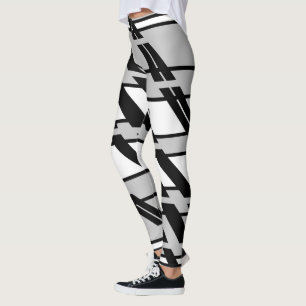 Moderne Schwarz-Weiß-Abstrakte Urban Style Muster Leggings