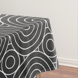 Moderne Schwarz-Weiß-Abstraktmuster-Design Tischdecke