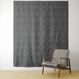 Moderne Schwarz-Weiß-Abstraktmuster-Design Wandteppich