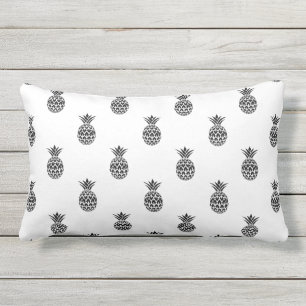 Moderne Schwarz-Weiß-Ananas-Muster Outdoor Kissen Für Draußen