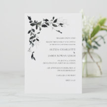 Moderne Schwarz-Weiß-Blume Einladung zur Hochzeit 