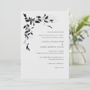 Moderne Schwarz-Weiß-Blume Einladung zur Hochzeit 