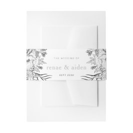 Moderne Schwarz-Weiß-Blumen Einladungsbanderole