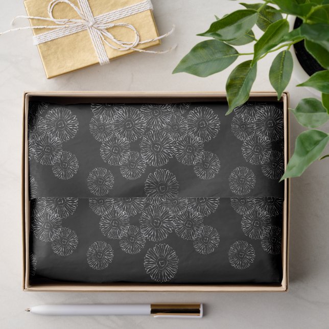 Moderne Schwarz-Weiß-Boho-Chic-Gaisy-Muster  Seidenpapier (Geschenk)