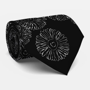 Moderne Schwarz-Weiß-Boho-Chic-Gänseblümchen-Muste Krawatte