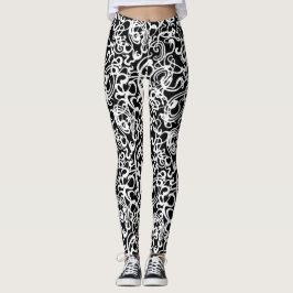 Moderne Schwarz-Weiß-Brillen Leggings