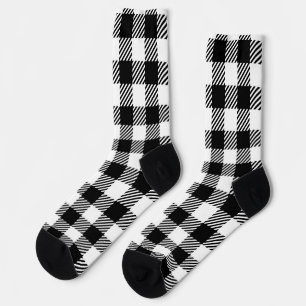 Moderne Schwarz-Weiß-Büffel-Karo Gingham Socken