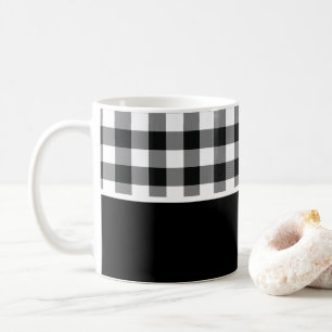 Moderne Schwarz-Weiß-Büffel-Karo-Kaffeetasse Kaffeetasse