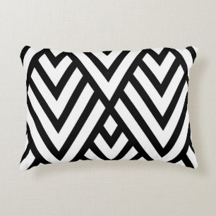 Moderne Schwarz-Weiß-Chevron Dekokissen