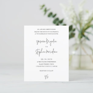 Moderne Schwarz-Weiß Chic-Hochzeitseinladung mit k
