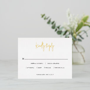 Moderne Schwarz-Weiß-Chic-Hochzeitsfolie-RSVP-Kart Folie Einladungspostkarte