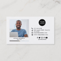 Moderne Schwarz-Weiß-Custom-Logo, Socials und Foto