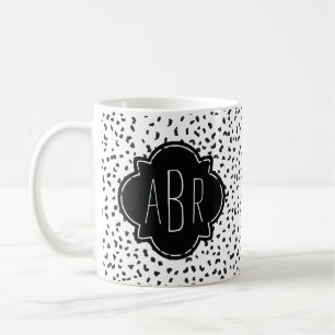 Moderne Schwarz-Weiß-Dalmatiner Mit Monogramm Kaffeetasse