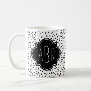 Moderne Schwarz-Weiß-Dalmatiner Mit Monogramm Kaffeetasse