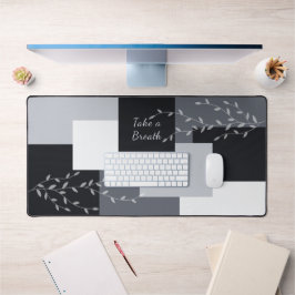 Moderne Schwarz-Weiß-Desk-Matte "Take a Breath" Schreibtischunterlage