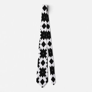 Moderne Schwarz-Weiß-Diamant-Abstrakt, Geometrisch Krawatte