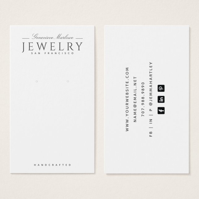 Moderne Schwarz-weiß Earring Display Cards (Vorne & Hinten)