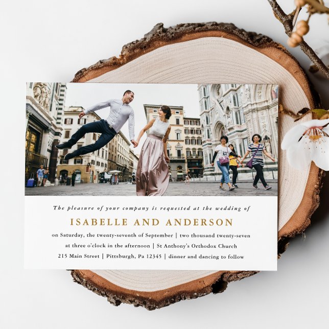 Moderne Schwarz-Weiß-Ein-Foto-Hochzeit Einladung (Von Creator hochgeladen)