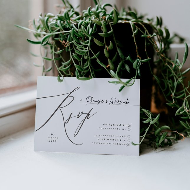 Moderne Schwarz & Weiß einfache Hochzeit RSVP Karte (Von Creator hochgeladen)