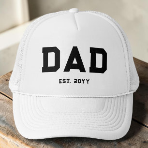 Moderne Schwarz-Weiß-Einfache-Typografie Dad Est Truckerkappe
