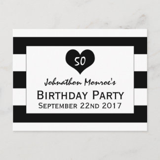 Moderne Schwarz & Weiß Einladung zum Geburtstag