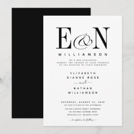 Moderne Schwarz-Weiß-Elegante Hochzeitseinladung Einladung