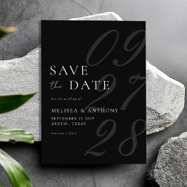 Moderne Schwarz-Weiß-Elegante Minimalistische Hoch Save The Date