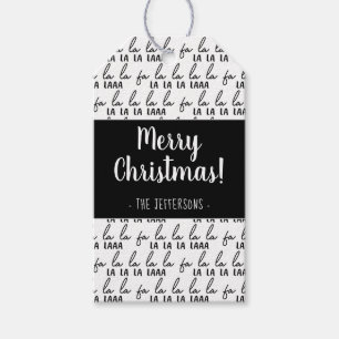 Moderne Schwarz-Weiß Fa La La Christmas Wrapp Geschenkanhänger
