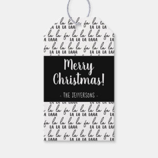 Moderne Schwarz-Weiß Fa La La Christmas Wrapp Geschenkanhänger